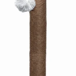 Topmast Krabpaal Fluffy Big Pole – Wit – 39 X 39 X 80 Cm – Made In EU – Krabpaal Voor Katten – Sterk Sisal Touw – Met Kattenspeeltje