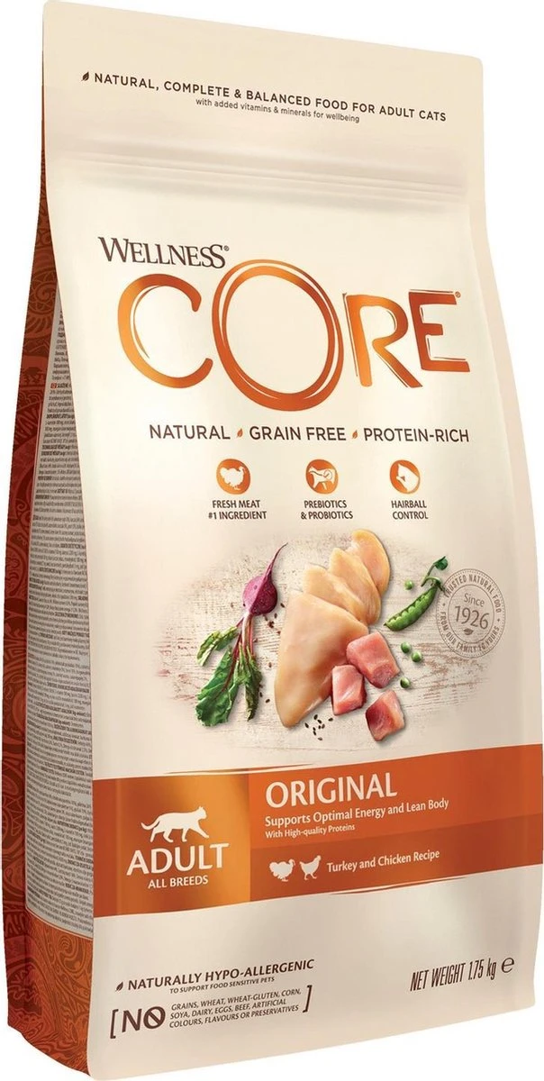 Wellness Core Grain Free Cat Original Kalkoen & Kip – Kattenvoer – 1.75 Kg