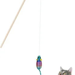Relaxdays Kattenhengel Set Van 2 – Speelhengel Kat Met Muis – Houten Hengel Kattenspeeltje