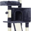 Rootz Krabpaal – Krabpaal – Kattenhol – 4 Niveaus – Rookgrijs – Beige – Pluche – Sisal – 50 X 35 X 115 Cm