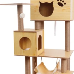Katten Krabpaal – Houten Krabpaal – 150cm Hoog – Hout – Sisal