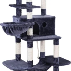 XXL Kattenboom Voor Middelgrote Of Grote Katten, Met Hangmat En Hokje, 164 Cm Hoog, Rookgrijs