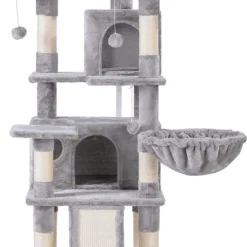 Rootz XL Krabpaal Voor Katten – Krabpaal – 3 Plateaus – Grijs – 55 X 55 X 172 Cm