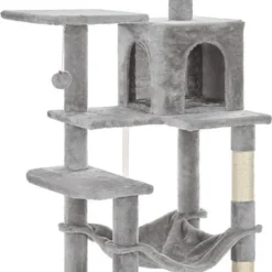 Rootz Krabpaal – Krabpaal Met Hangmat – Krabpaal – Kattenkrabpaal – Moderne Krabpaal – Hoge Krabpaal – Krabpaal Met Hangmat – Grijs