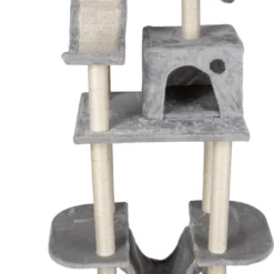 Maxxpro Krabpaal – Kattenspeelgoed – 180 CM – Kattenpaal – Met Kattenhuis En Kattentunnel – Voor Grote En Kleine Kat – Sisal – Grijs