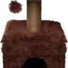 Topmast Krabpaal Fluffy Lima – Bruin – 39 X 39 X 72 Cm – Made In EU – Krabpaal Voor Katten – Met Kattenhuis – Sterk Sisal Touw