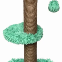 Topmast Krabpaal Fluffy Merida – Groen – 34 X 34 X 67 Cm – Made In EU – Krabpaal Voor Katten – Sterk Sisal Touw – Met Kattenballetje