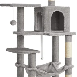 Krabpaal, Krabpaal Met Hangmat, 143 Cm, Kattenboom Lichtgrijs PCT161W01