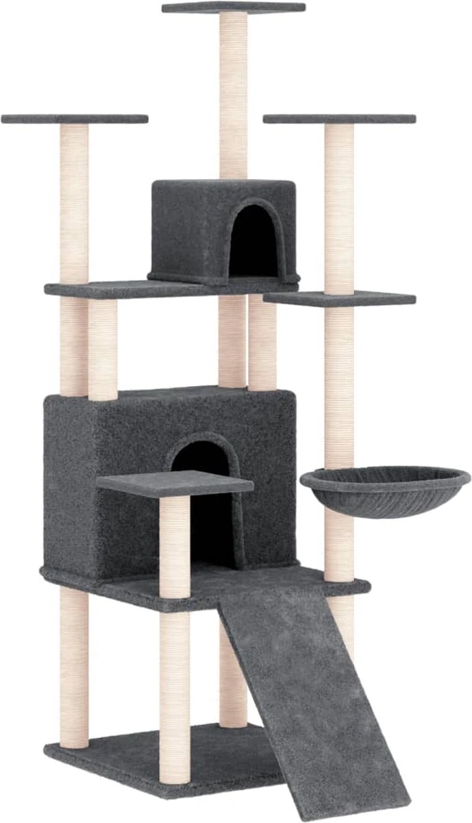 La Dolce Vita – Kattenmeubel Met Sisal Krabpalen 154 Cm Donkergrijs