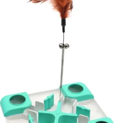 Pepets © Kattenpuzzel Kattenspeelgoed Kattenspeeltje Slow Feeder Kittenspeelgoed Anti Schrokbak Langzame Voerbak Cat Puzzle Met Kattenveer En Belletje Kattenspeeltjes Katten Voerbak