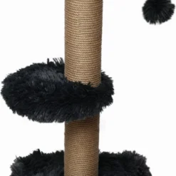 Topmast Krabpaal Fluffy Merida – Zwart – 34 X 34 X 67 Cm – Made In EU – Krabpaal Voor Katten – Sterk Sisal Touw – Met Kattenballetje