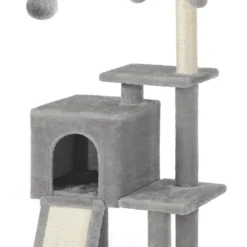 IN.HOMEXL Kattenboom Purrfect, Kattenmeubel Met Hangmat En Krabpaal, Kattentoren – Grijs 42x32x118cm