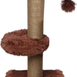 Topmast Krabpaal Fluffy Merida – Bruin – 34 X 34 X 67 Cm – Made In EU – Krabpaal Voor Katten – Sterk Sisal Touw – Met Kattenballetje