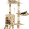 VidaLife Kattenkrabpaal Met Sisal Krabpalen 138 Cm Pootafdrukken Beige
