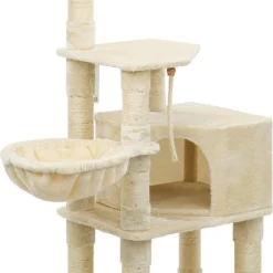 Cozy Living Grote Krabpaal – Krabpaal – Met Grot Hangmat – Pluche Platform – 138 Cm -Wit