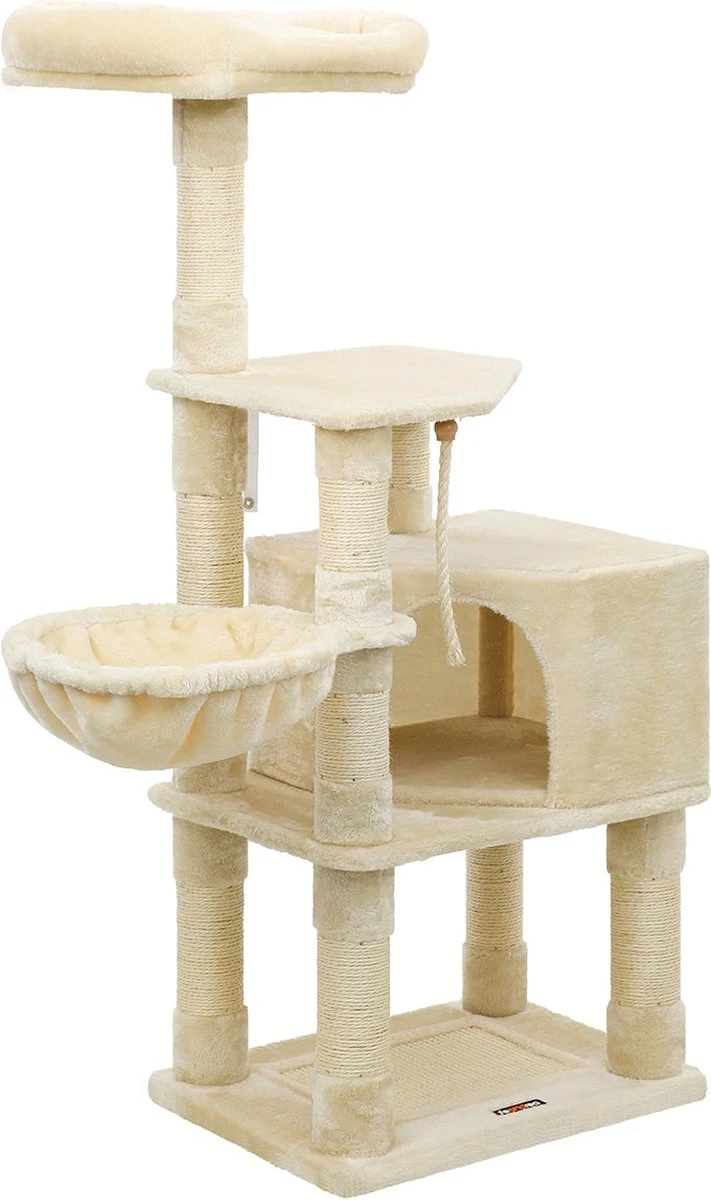 Cozy Living Grote Krabpaal β Krabpaal β Met Grot Hangmat β Pluche Platform β 138 Cm -Wit