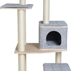 Katten Krabpaal | Grijs En Beige | 70X50X154 Cm | Krabmeubel | Krabpaal Groot | Kattenmeubel