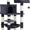Krabpaal – 143 Cm – Klimpaal Voor Katten – Kattenboom – Hangmat En Grot – Met 2 Gezellige Uitkijkplateaus – Grijs