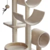 PawHut Kattenboom Kattenkrabboom Speelgoed Tunnel Katten Klimboom Krabboom Beige D30-191