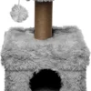 Topmast Krabpaal Fluffy Lima – Grijs – 39 X 39 X 72 Cm – Made In EU – Krabpaal Voor Katten – Met Kattenhuis – Sterk Sisal Touw