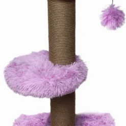 Topmast Krabpaal Fluffy Merida – Lila – 34 X 34 X 67 Cm – Made In EU – Krabpaal Voor Katten – Sterk Sisal Touw – Met Kattenballetje