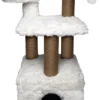 Topmast Krabpaal Fluffy Isola – Wit – 52 X 67 X 100 Cm – Made In EU – Krabpaal Voor Katten – Met Kattenhuis – Sterk Sisal Touw