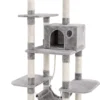 Krabpaal, Klimboom XXL, Stabiele Krabpaal Met Hangmat, Grot En Sisal, Groot Uitkijkplatform, 154 Cm, Lichtgrijs