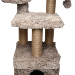 Topmast Krabpaal Fluffy Isola – Beige – 52 X 67 X 100 Cm – Made In EU – Krabpaal Voor Katten – Met Kattenhuis – Sterk Sisal Touw