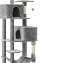 Cozy Living Grote Krabpaal – Krabpaal – Met Grot Hangmat – Pluche Platform – 2 Grotten – Grijs