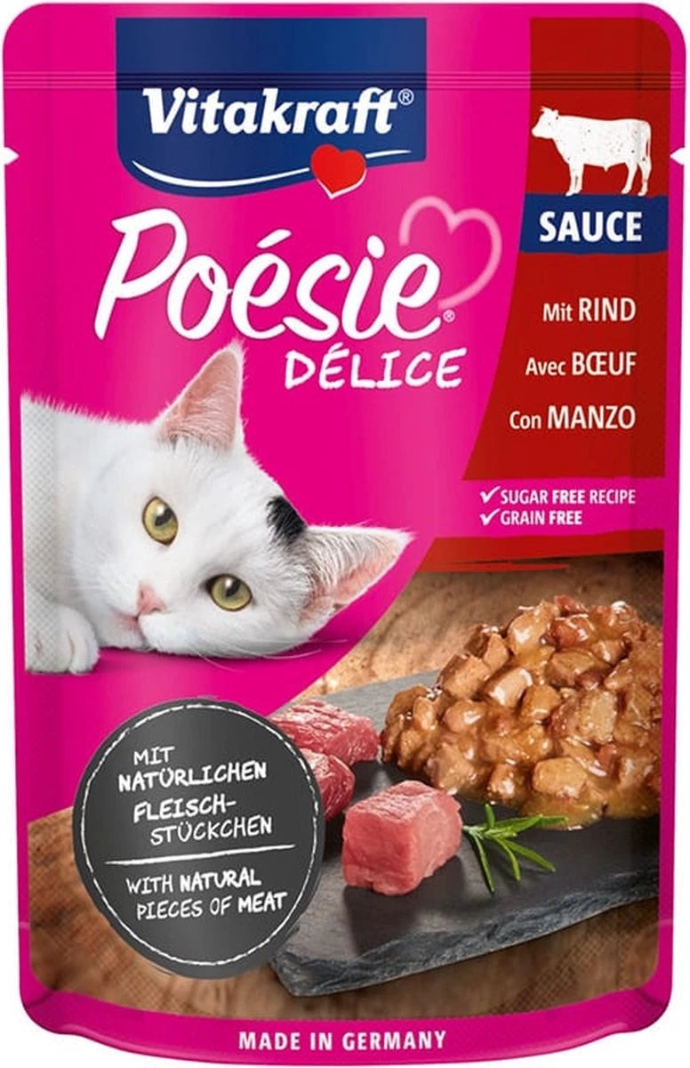 Vitakraft Poesie Deli Sauce Pouch 85 G β Kattenvoer β 23 X Rund