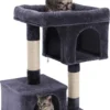Katten Krabpaal Met Aparte Huisjes En Hoge Kat Mand – 60x40x84cm – Donkergrijs