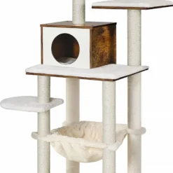 Feandrea – Krabpaal – Kattenboom – Krabpaal Voor Katten – Kattenmeubels – Modern – Vintage Bruin – 55 X 45 X 138 -PCT164X01