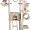 MaxxPet Krabpaal – Kattenspeelgoed – 165 CM – Kattenpaal – Met Kattenhuis En Kattentunnel – Voor Grote En Kleine Kat – Sisal – Beige