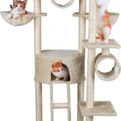 MaxxPet Krabpaal – Kattenspeelgoed – 165 CM – Kattenpaal – Met Kattenhuis En Kattentunnel – Voor Grote En Kleine Kat – Sisal – Beige