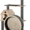 PawHut Kattenboom Met Loopwiel Krabpaal Met 4 Verdiepingen Kattenhuis Met Sisalpalen Massief Hout D30-303