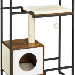 MIDA® Krabpaal Kast – Met Planken – Kattenhuis Kast – Vintage Bruin