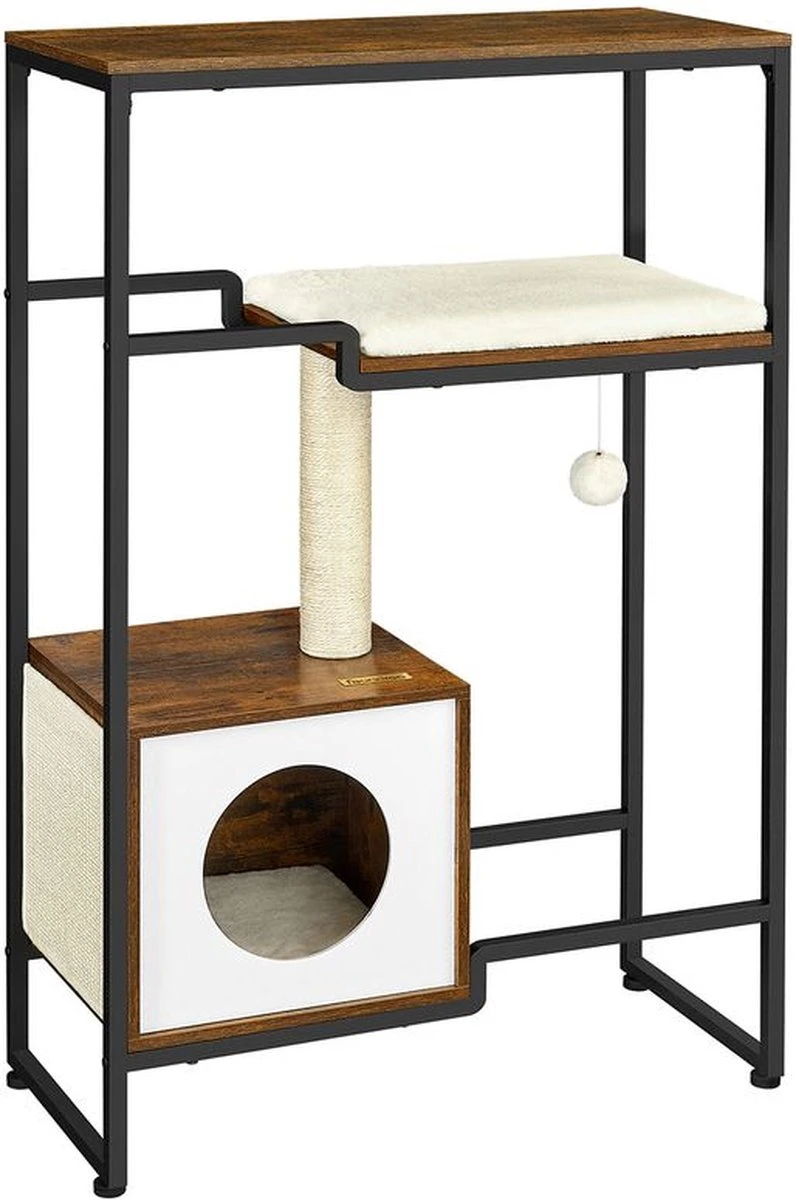 MIDAยฎ Krabpaal Kast โ Met Planken โ Kattenhuis Kast โ Vintage Bruin