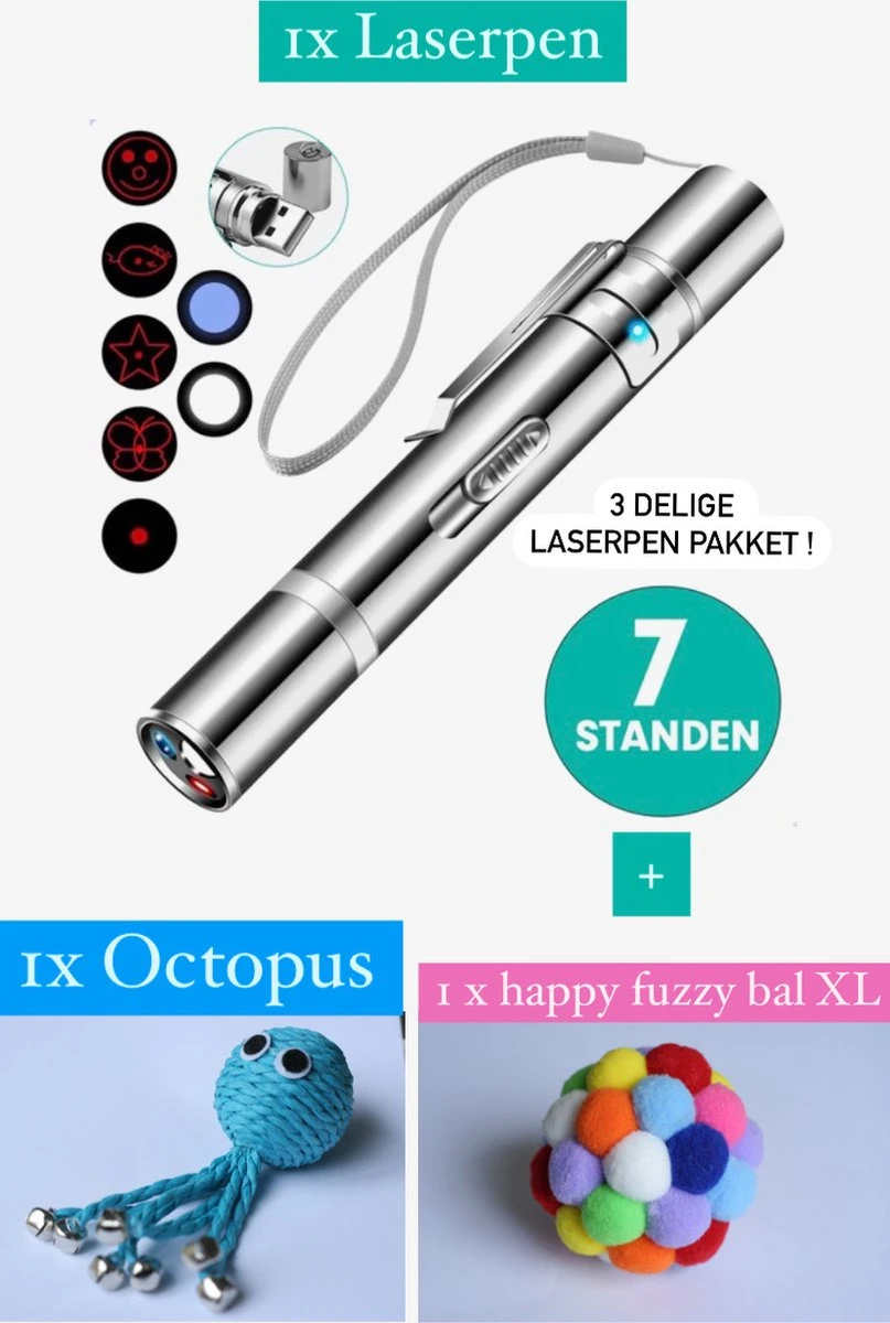 Laserpen Met 7 Verschillende Standen + Speelgoed Set / Laserpen / Laserpointer / Laserpen Kat
