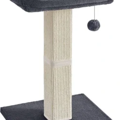 Kattenkrabpaal Met Pluche Platform 40 X 30 Cm Kattenkrabpaal 71 Cm Hoog Sisal Pluche Donkergrijs