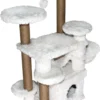 Topmast Krabpaal Fluffy Tokyo – Wit – 108 X 65 X 129 Cm – Krabpaal Voor Grote Katten En Zware Katten – Met Kattenhuis En Hangmat – Stevig Sisal Touw