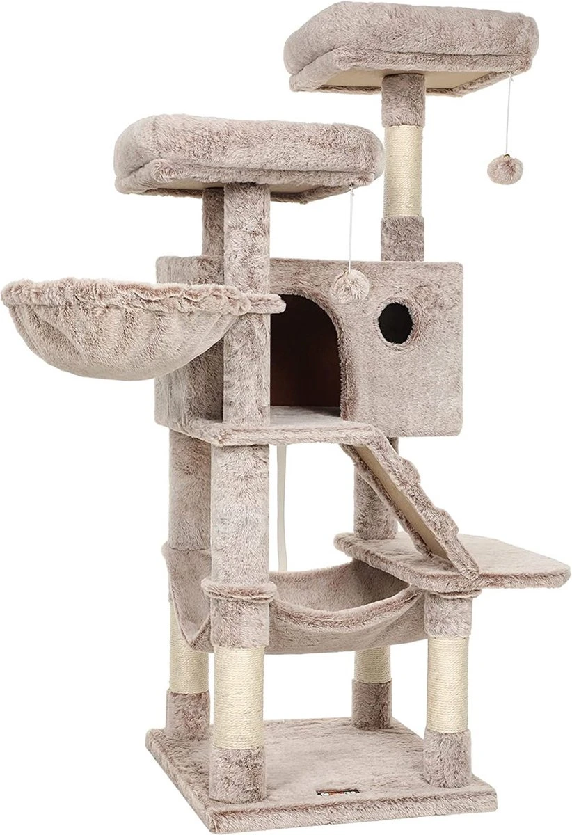 Cozy Living Krabpaal โ Met 2 Platformen โ Hangmat โ Zachte Hoes โ Lichtbruin