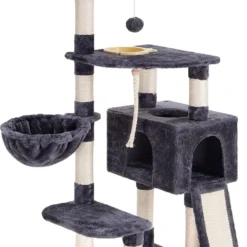 Hey-brother Krabpaal Met Bak – 126 Cm – Kattenkrabpaal Met Krabplank – XXL – Zwart