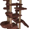 Topmast Krabpaal Fluffy Malta – Bruin – 166 X 65 X 173 Cm – Krabpaal Voor Grote Katten En Zware Katten – Met Kattenhuis En Hangmat – Stevig Sisal Touw