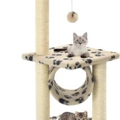 VidaLife Kattenkrabpaal Met Sisal Krabpalen 65 Cm Pootafdrukken Beige