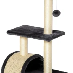 PawHut Krabpaal Kattenboom Met Krabplank Zacht Kussen Pluche Sisal Grijs D30-351