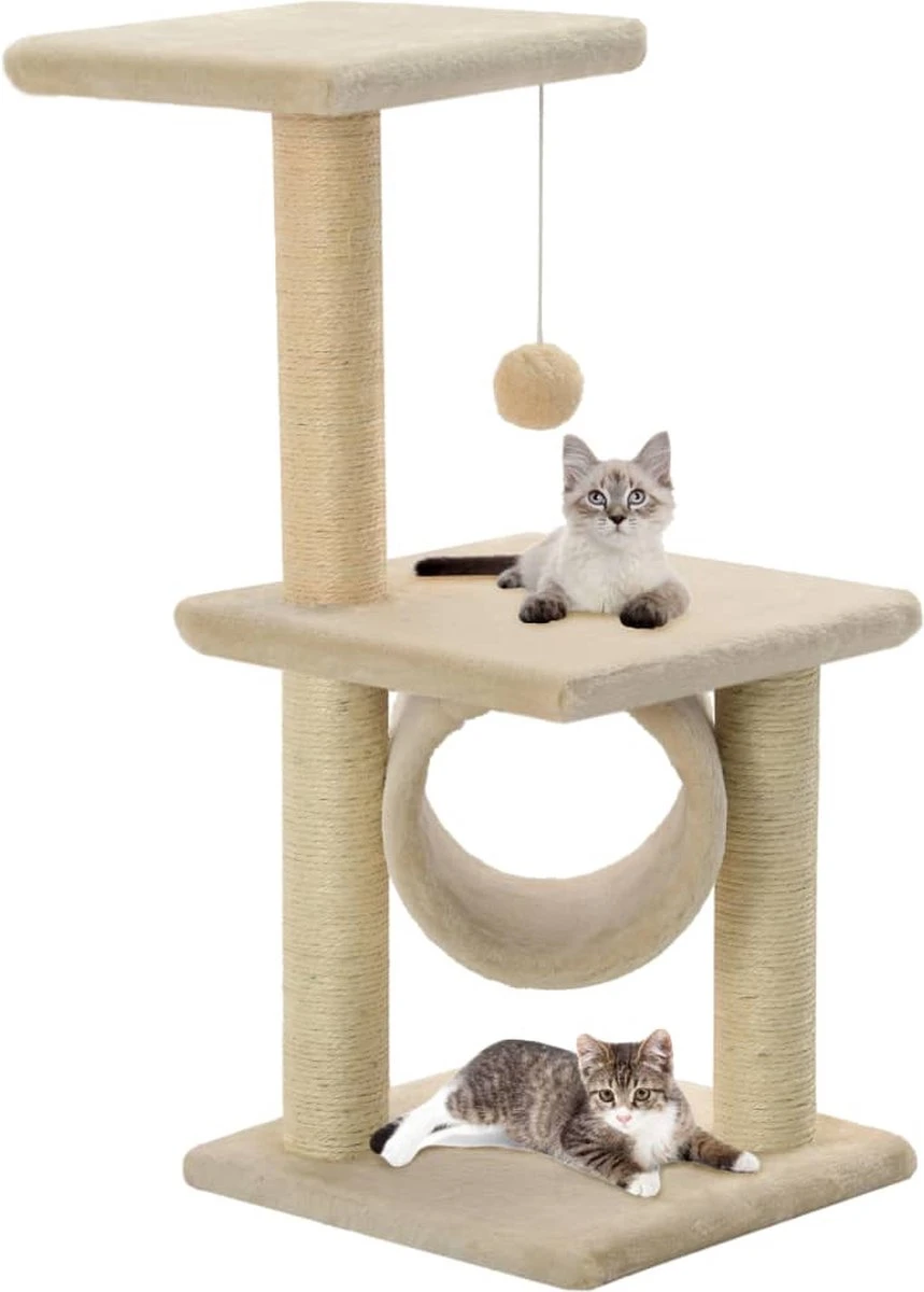 VidaLife Kattenkrabpaal Met Sisal Krabpalen 65 Cm Beige
