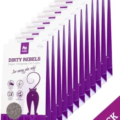Dirty Rebels Kattenbakvulling GEURLOOS – 12-pack (12×10 L) – Extreem Snel Klontvormend