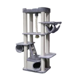 Adori Krabpaal Luna Grijs&Wit – Krabpalen – 70x60x178 Cm