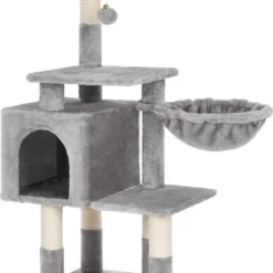 Krabpaal – Kattenhuis – 110 Cm – Hoge Krabpaal – Lichtgrijs