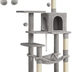 FEANDREA Krabpaal, Kattenboom Met Hangmat, 143 Cm, Lichtgrijs PCT161W01